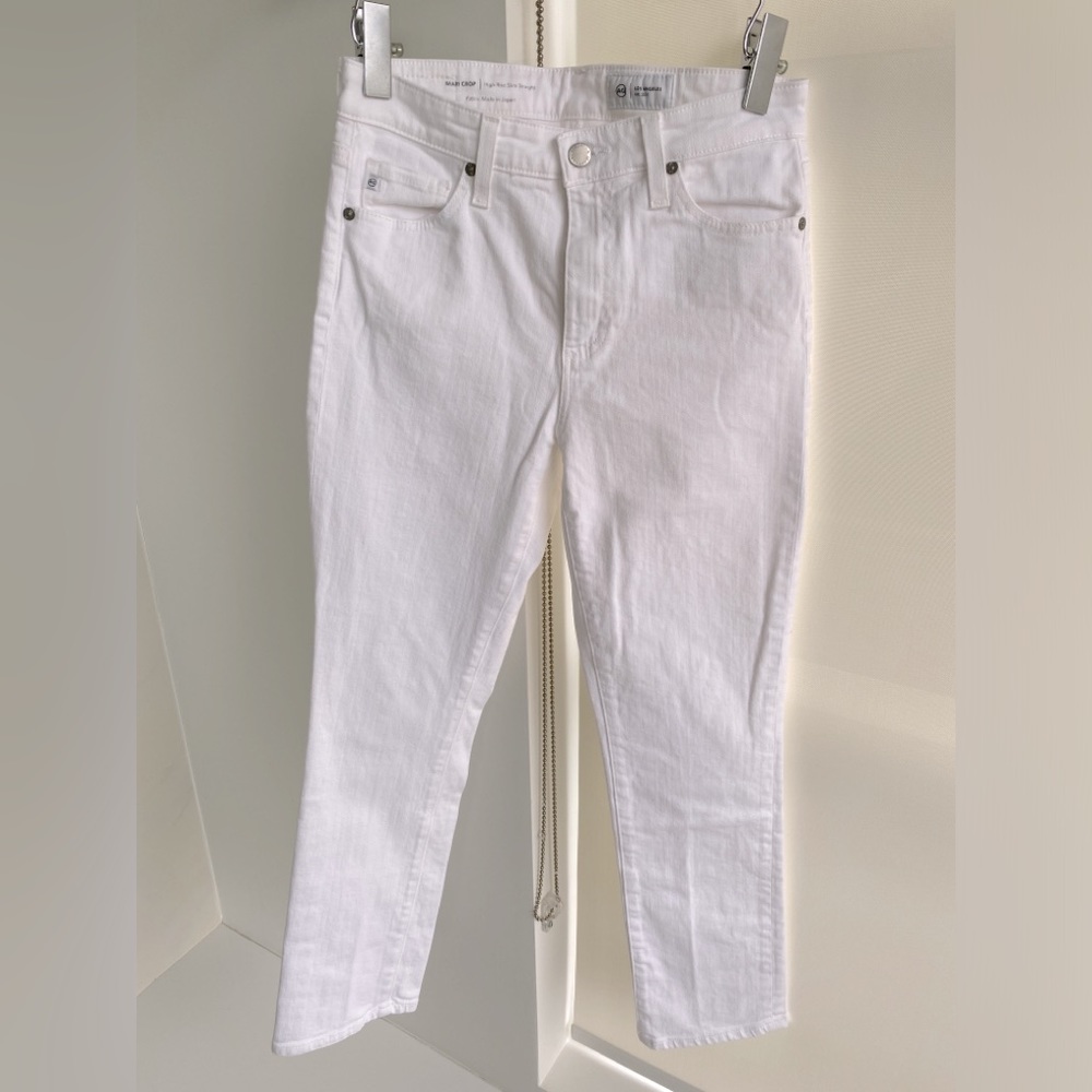 AG Jean White Mari Crop High-rise Slim Straight Size 27R Inseam 27.5 Like New